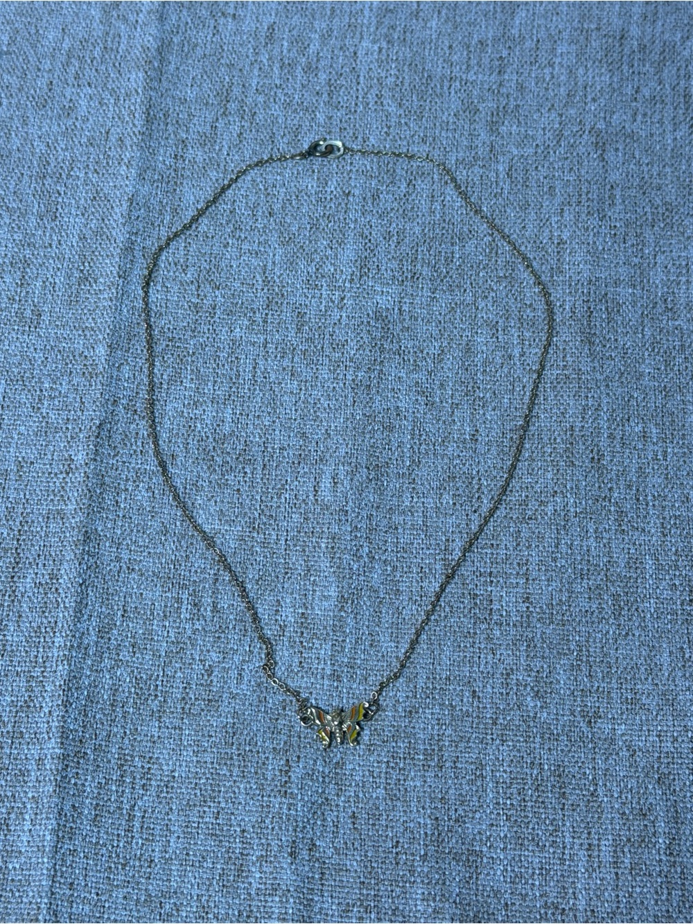 Vintage Krementz 14k Gold Overlay Butterfly Pendant Necklace Signed